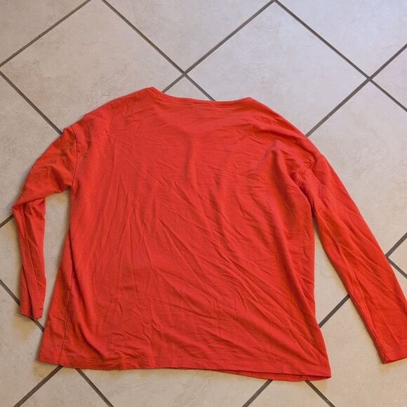 Eileen Fisher Tencel Terry Ballet Neck Tunic Hot Reddish Orange Size XS - Picture 3 of 9